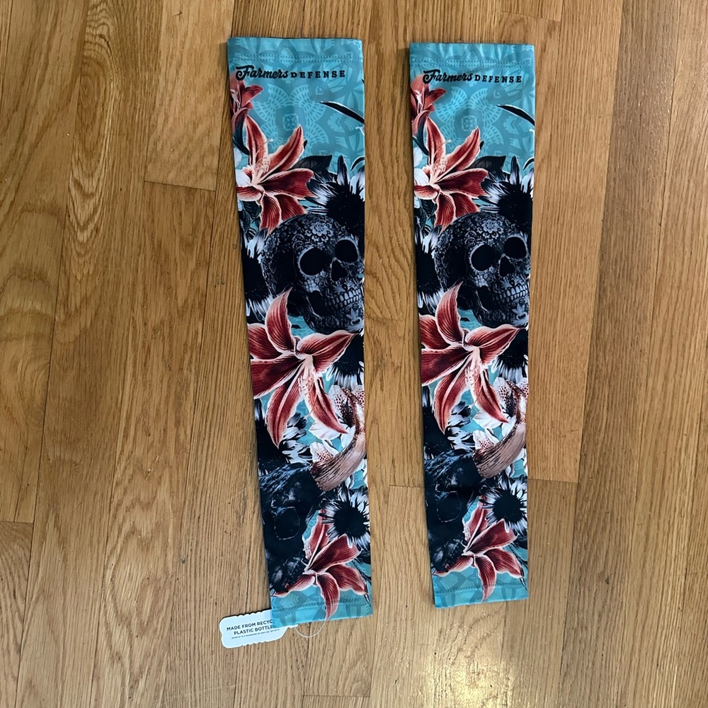 Floral Skull Patterned Sun Block Arm Sleeves